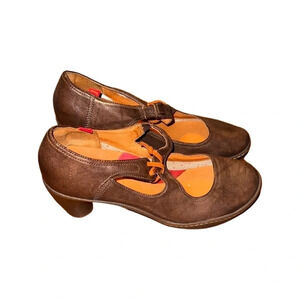 Camper Mary Jane Brown Leather Heels Size 38/8
